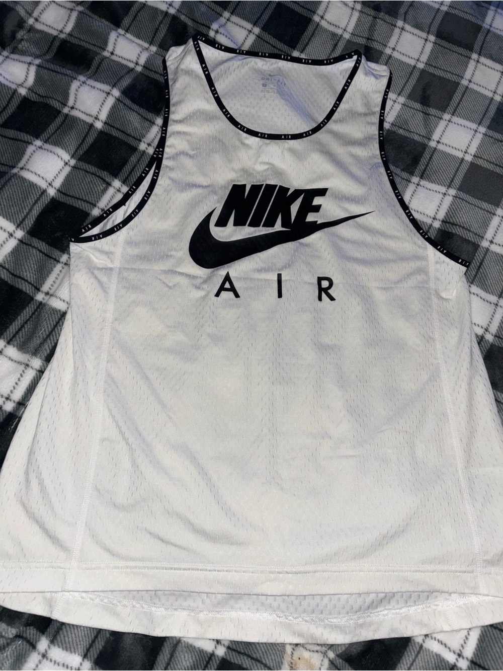 Nike White Tank with Black AIR Trim. Mesh/Jersey fabric NEW